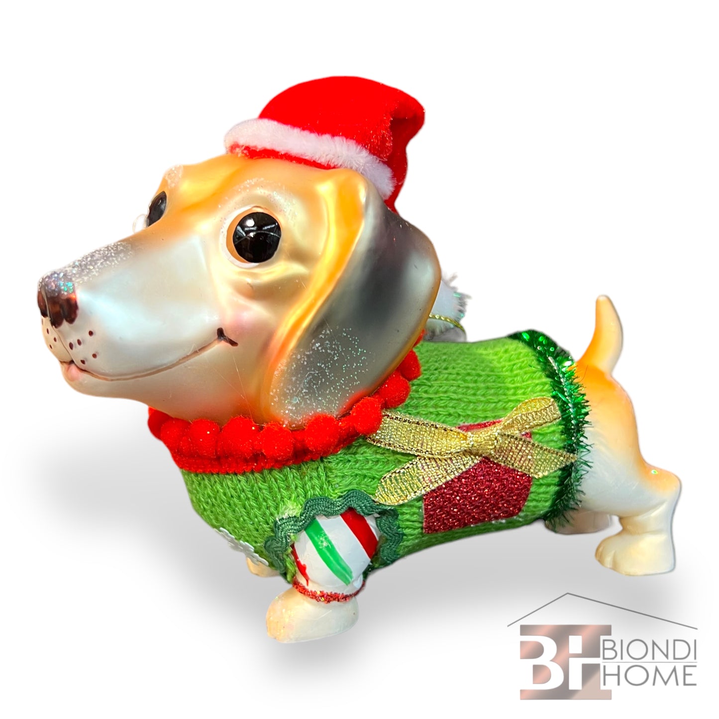Decoro “BASSOTTO NATALE” in Vetro