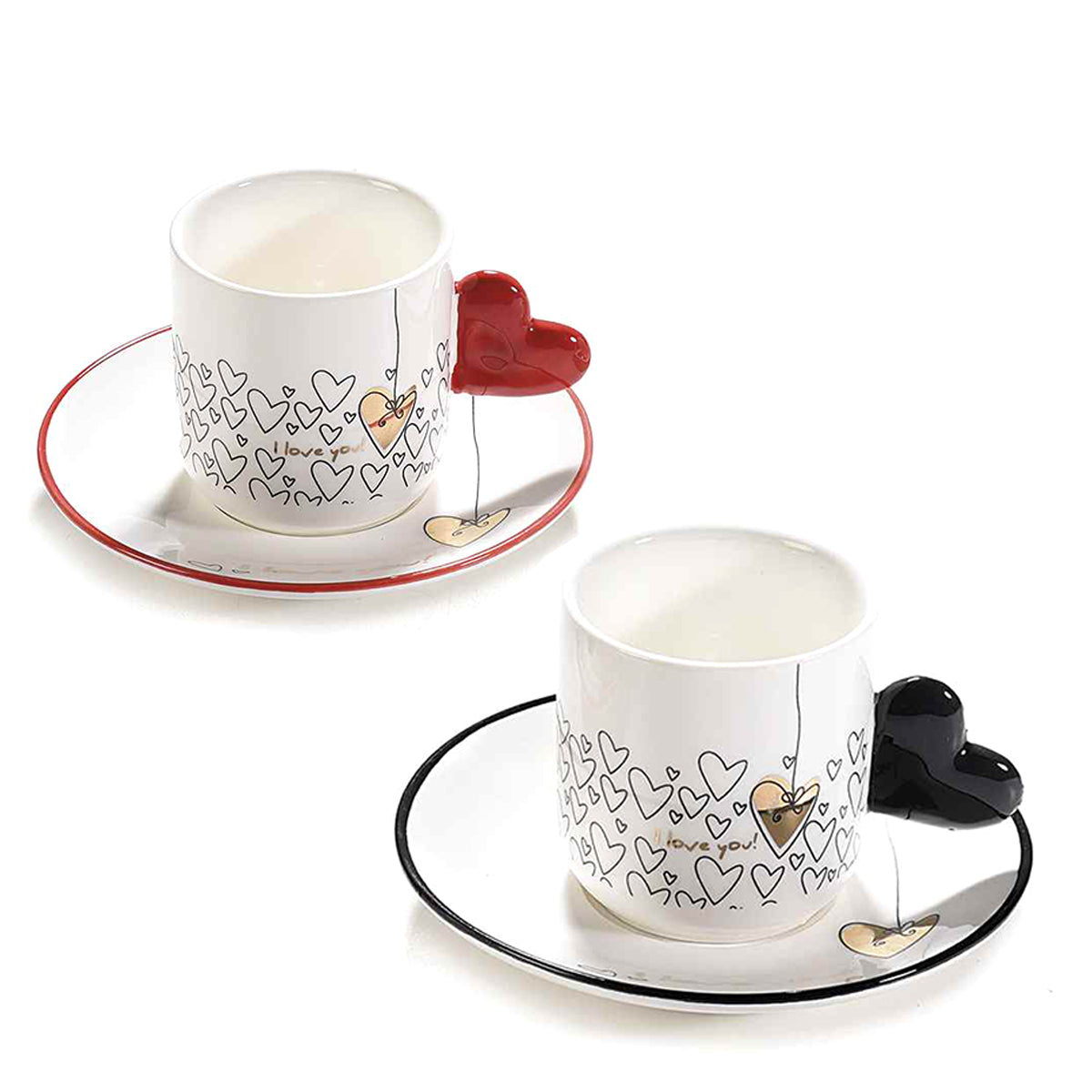 Tazzine “I LOVE YOU” (2pz + piattini) - BIONDI HOME
