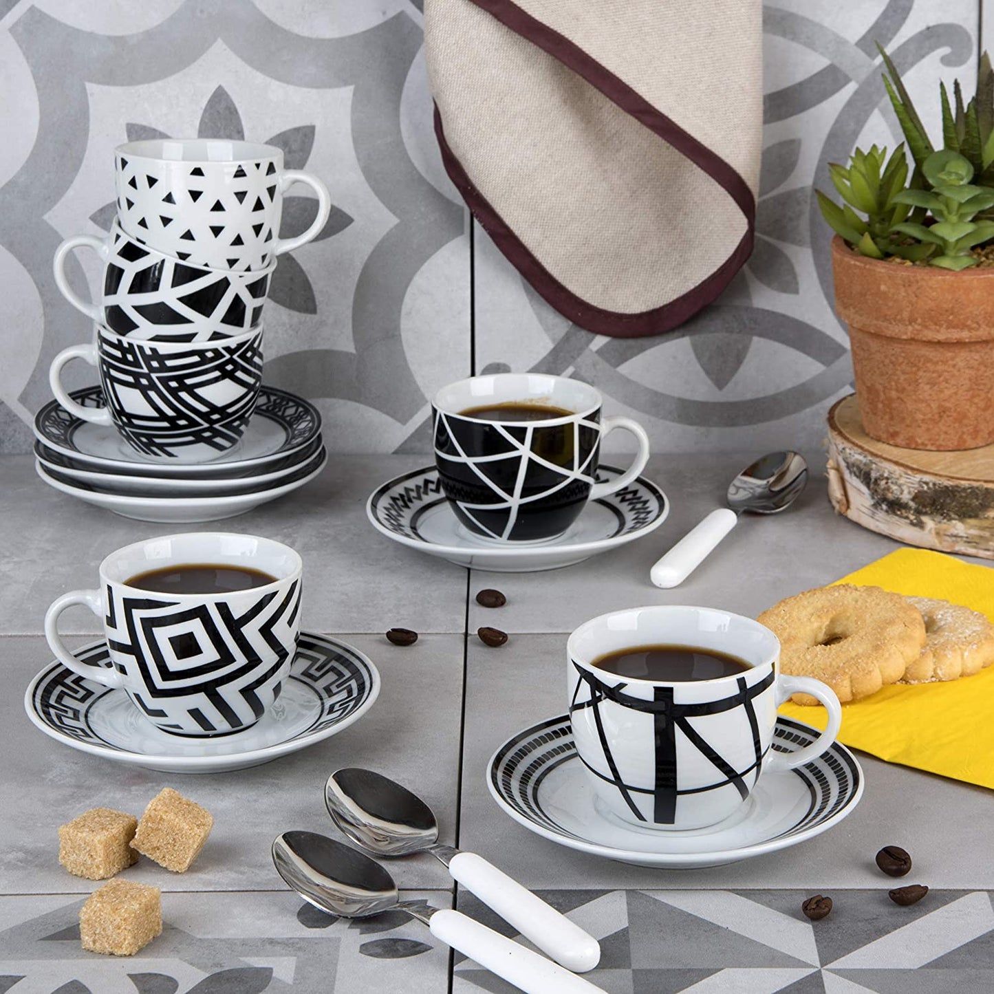 Tazzina caffè + Piattino “EMILY” (6pz + 6pz)