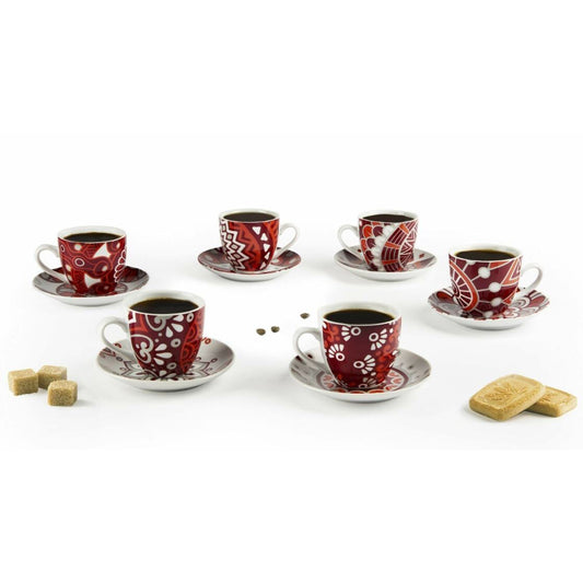 Tazzina caffè + Piattino “MANDALA RED” (6pz + 6pz)