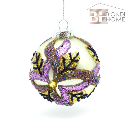 Pallina Natale “RAMI VIOLA” - BIONDI HOME