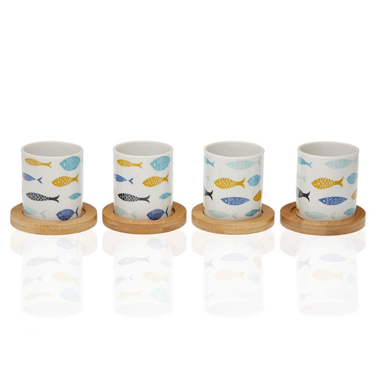 Tazzina “FISH” + Piattino  in Bambù (4pz + 4pz) - BIONDI HOME