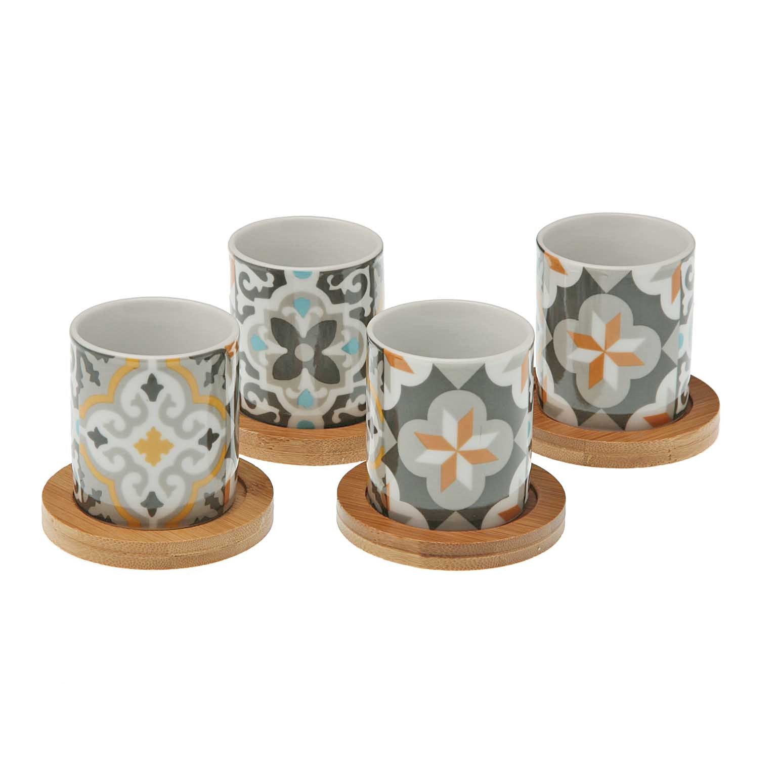 Tazzina “MAIOLICA” + Piattino in Bambù (4pz + 4pz) - BIONDI HOME