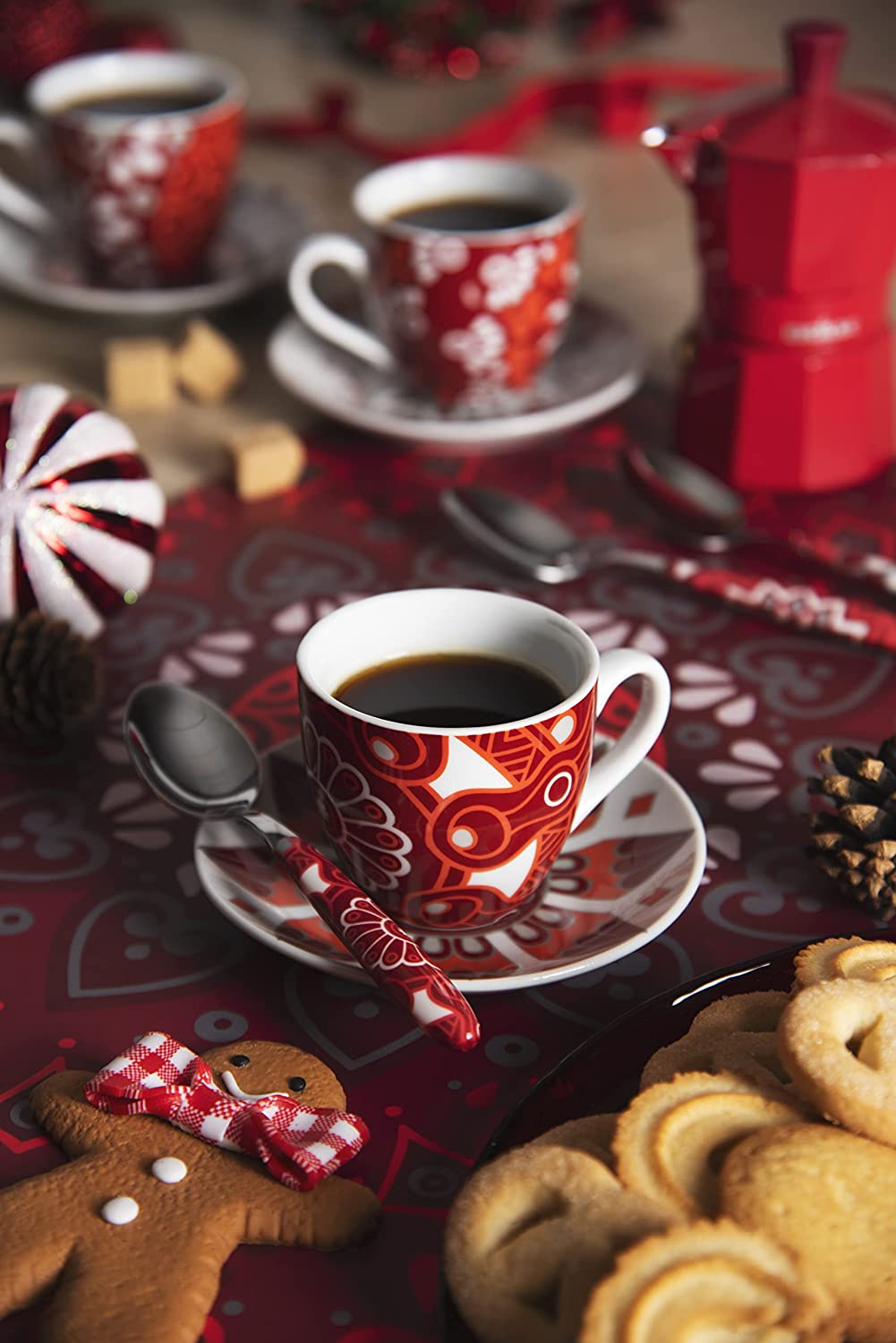 Tazzina caffè + Piattino “MANDALA RED” (6pz + 6pz)